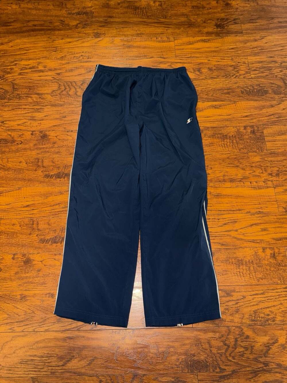 Starter Track Pants Size L Navy Blue Ankle Zip Windbreaker Joggers